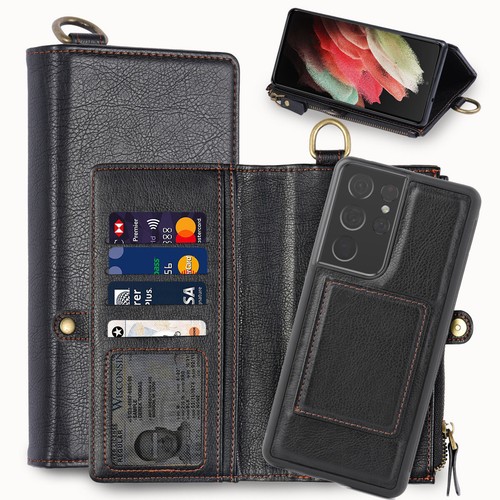Magnetic zip leather wallet - magnetic,